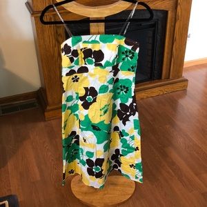 B. Smart Strapless Green Yellow Floral Dress 6
